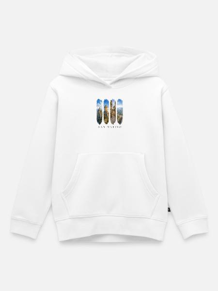 San Marino Travel – Festung & Natur Motiv - Kinder Premium Organic Hoodie - Weiß