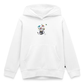 Blumen in einem Becher mit Huhn - Kinder Premium Organic Hoodie - Weiß - Vorne - AI Model Kid Female (0cm)