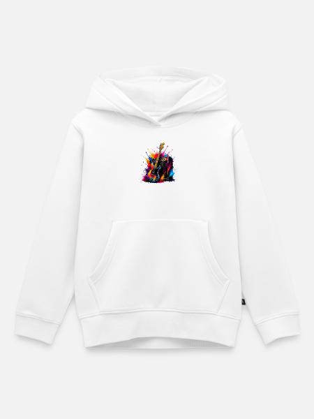 Bunte Bassgitarre - Kinder Premium Organic Hoodie - Weiß