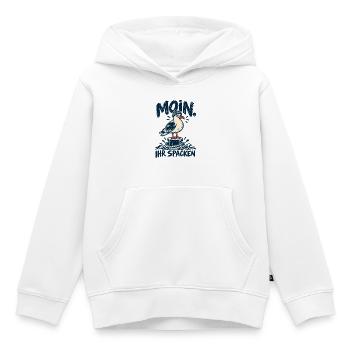 Moin! Ihr Spacken – Freche Möwe im Retro Look - Kinder Premium Organic Hoodie - Weiß - Vorne - AI Model Kid Female (0cm)