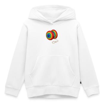 Buntes Jo-Jo – Stickmotiv Optik  - Kinder Premium Organic Hoodie - Weiß - Vorne - AI Model Kid Female (0cm)