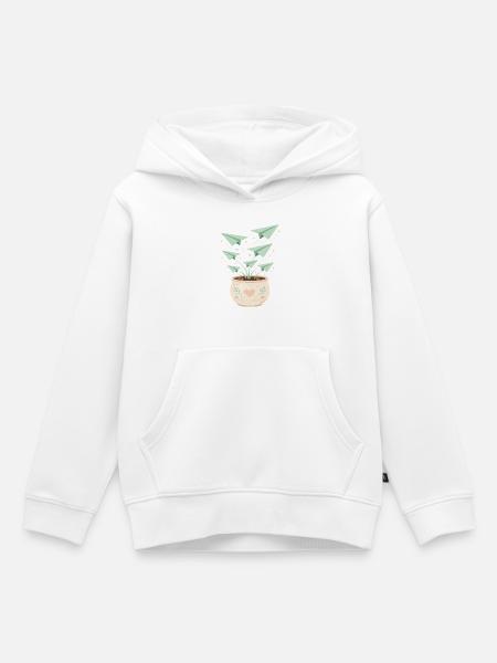 Papierfluglinge im Blumentopf - Kinder Premium Organic Hoodie - Weiß