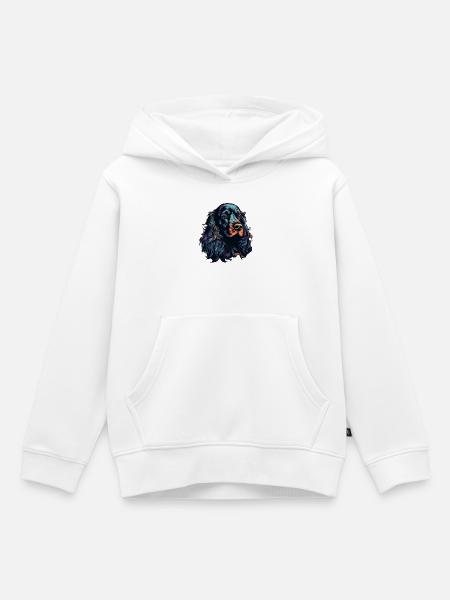 Spaniel Hund Kopf Schwarz Bunt - Kinder Premium Organic Hoodie - Weiß