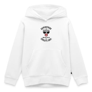 Superstark – Megaschlau – Coolste Sau (Cool) - Kinder Premium Organic Hoodie - Weiß - Vorne - AI Model Kid Female (0cm)