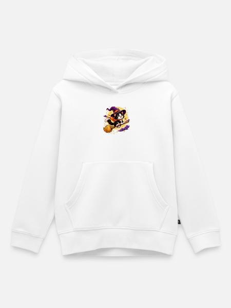 Hexen Katze im Mondschein Halloween - Kinder Premium Organic Hoodie - Weiß