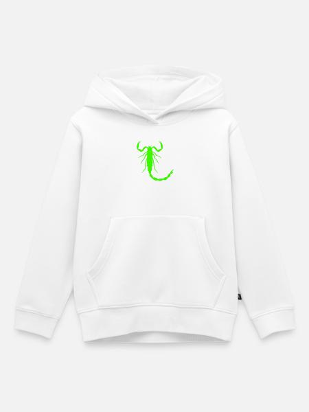 Leuchtender Skorpion Silhouette - Kinder Premium Organic Hoodie - Weiß