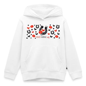 crazy horse lady motifs noir et rouge - Sweat Premium à capuche enfant bio - blanc - Devant - AI Model Kid Female (0cm)