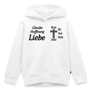 Konfirmation 2025 Glaube Hoffnung Liebe Bibel - Kinder Premium Organic Hoodie - Weiß - Vorne - AI Model Kid Female (0cm)