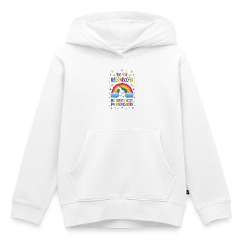 Bye Bye Rainbow Nursery Paillettes de licorne - Sweat Premium à capuche enfant bio - blanc - Devant - AI Model Kid Female (0cm)
