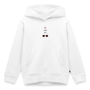 Heureux Libre Confus & Solitaire - Sweat Premium à capuche enfant bio - blanc - Devant - AI Model Kid Female (0cm)