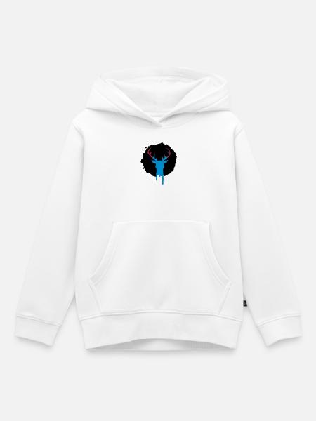 Hirsch Patch Graffiti - Kinder Premium Organic Hoodie - Weiß