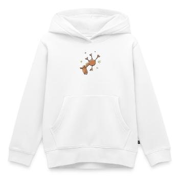 Cheval drôle qui fait le poirier - Sweat Premium à capuche enfant bio - blanc - Devant - AI Model Kid Female (0cm)