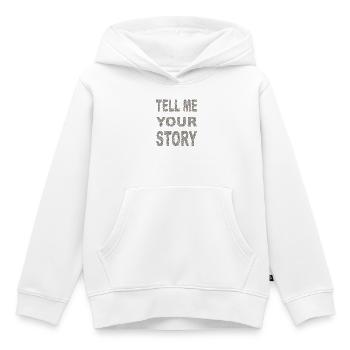 tell me your story - Kids Premium Organic Hoodie - white - Front - AI Model Kid Female (0cm)