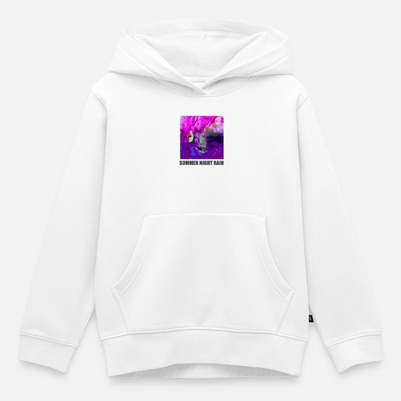 Nuit D’étéPluie Abstrait - Sweat Premium à capuche enfant bio - blanc