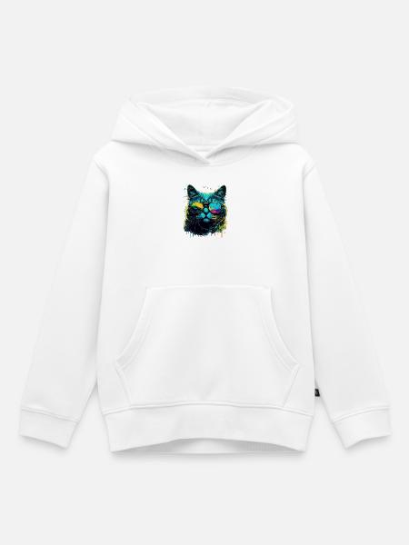 Cool cat - Kinder Premium Organic Hoodie - Weiß