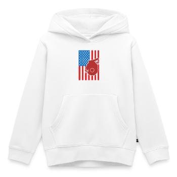 Apiculture Drapeau US - Sweat Premium à capuche enfant bio - blanc - Devant - AI Model Kid Female (0cm)