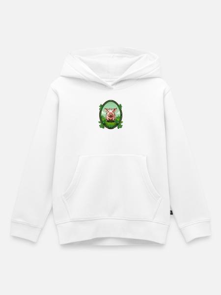 Glücksschweinchen - Kinder Premium Organic Hoodie - Weiß