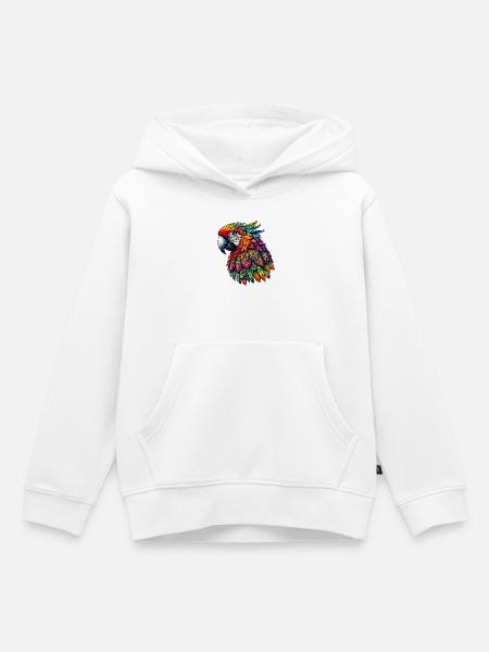 Papagei mit Mandalas verziert - Kinder Premium Organic Hoodie - Weiß