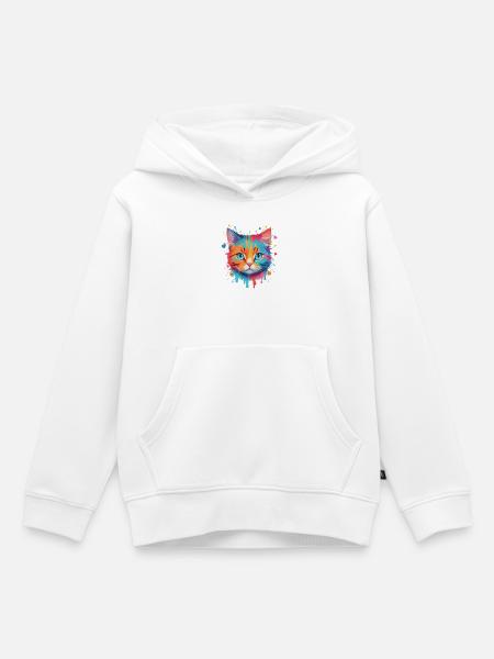 Niedliche Katze - Kinder Premium Organic Hoodie - Weiß