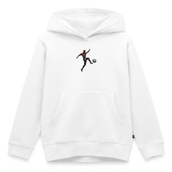 dynamischer Fußballspieler spielt Fußball - Kinder Premium Organic Hoodie - Weiß - Vorne - AI Model Kid Female (0cm)