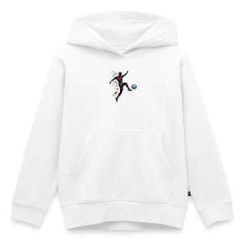 dynamischer Fußballspieler spielt Fußball - Kinder Premium Organic Hoodie - Weiß - Vorne - AI Model Kid Female (0cm)