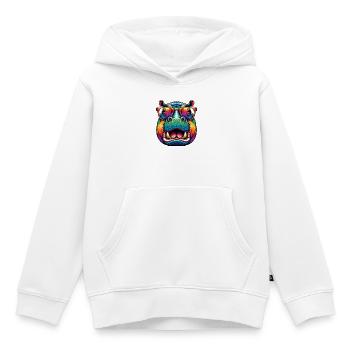Hippopotame à lunettes - Sweat Premium à capuche enfant bio - blanc - Devant - AI Model Kid Female (0cm)