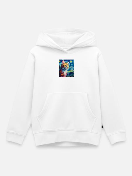 Katze - Kinder Premium Organic Hoodie - Weiß