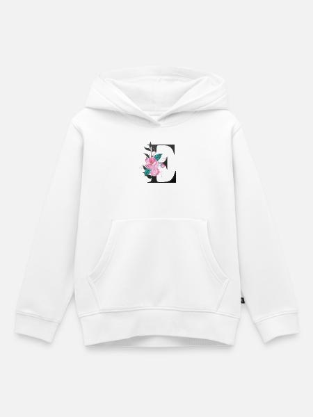 Eleganter Buchstabe 'E' mit Blumen - Kinder Premium Organic Hoodie - Weiß