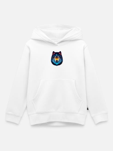 Wolf - Kinder Premium Organic Hoodie - Weiß