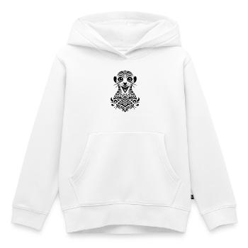 Suricate tribal - Sweat Premium à capuche enfant bio - blanc - Devant - AI Model Kid Female (0cm)