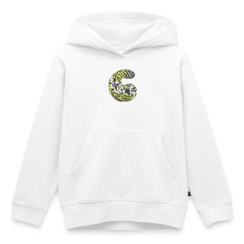 Buchstabe C mit Charakter in gelb - Kinder Premium Organic Hoodie - Weiß - Vorne - AI Model Kid Female (0cm)