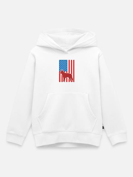 Schäferhund US Flagge - Kinder Premium Organic Hoodie - Weiß