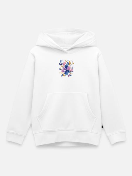 Elegantes Schmetterlings-Blumendesign - Kinder Premium Organic Hoodie - Weiß