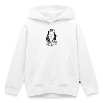 Frau mit Diamanten – Line Art Porträt soulfri - Kinder Premium Organic Hoodie - Weiß - Vorne - AI Model Kid Female (0cm)