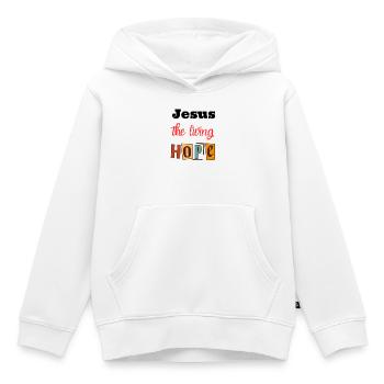 Joie de vivre Hope Design - Sweat Premium à capuche enfant bio - blanc - Devant - AI Model Kid Female (0cm)