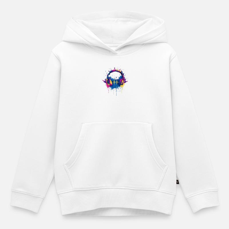 Vibrant_Music_Headphones_Equalizer_Splash - Sweat Premium à capuche enfant bio - blanc