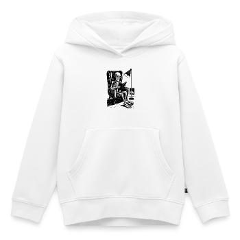 Lesendes Skelett im Lesesessel - Kinder Premium Organic Hoodie - Weiß - Vorne - AI Model Kid Female (0cm)