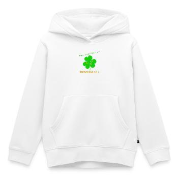 Trèfle Provoque la Chance Joyeuse - Sweat Premium à capuche enfant bio - blanc - Devant - AI Model Kid Female (0cm)