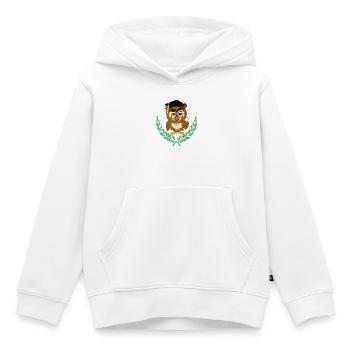 Uiltje met Diploma en Afstudeerhoed – Kinderdiplom - Kinder Premium hoodie biologisch - wit - Voor - AI Model Kid Female (0cm)
