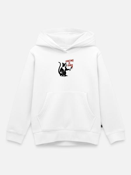 Katze malt Erwachsenwerden - Kinder Premium Organic Hoodie - Weiß