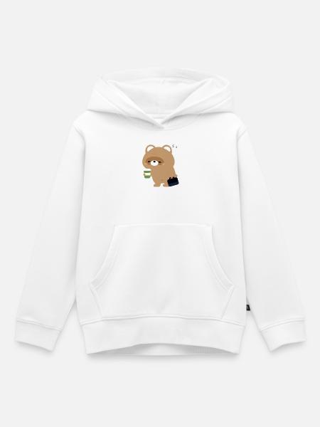 Sleepy Beaver und Kaffee - Kinder Premium Organic Hoodie - Weiß