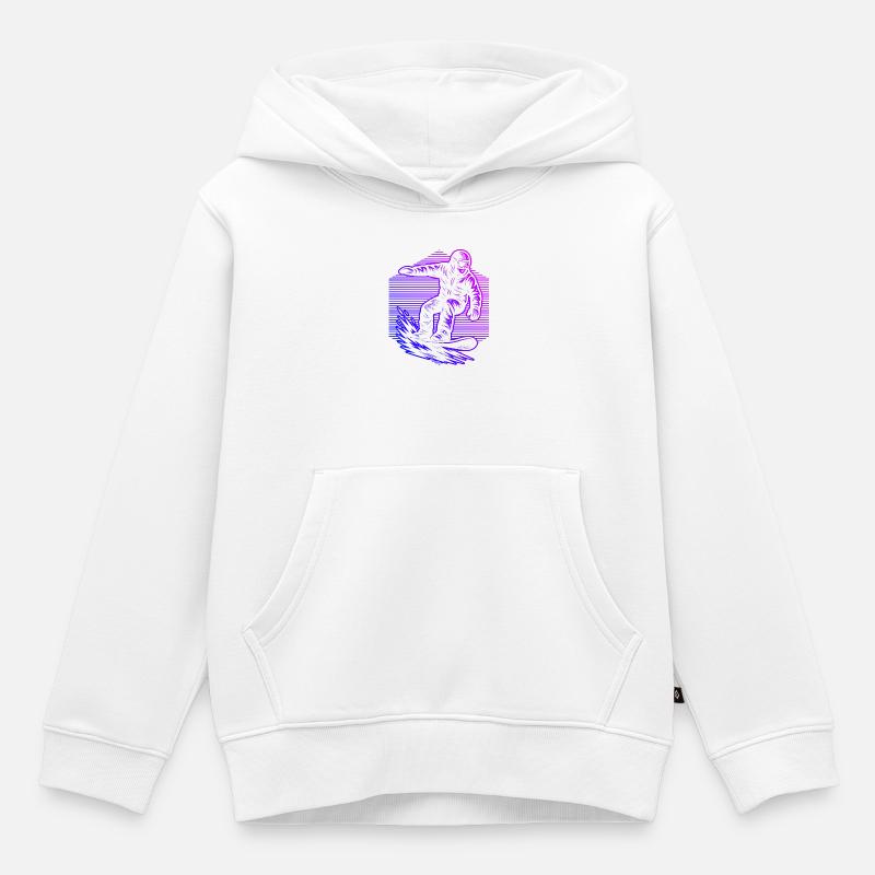 Conception de snowboard pleine de caractère - Sweat Premium à capuche enfant bio - blanc