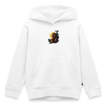 Tigre Élémentaire : Feu et Lune - Sweat Premium à capuche enfant bio - blanc - Devant - AI Model Kid Female (0cm)