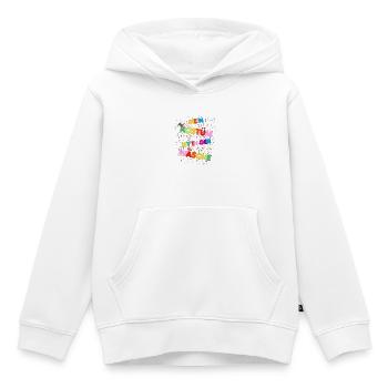 Costume en lingerie : confettis colorés - Sweat Premium à capuche enfant bio - blanc - Devant - AI Model Kid Female (0cm)