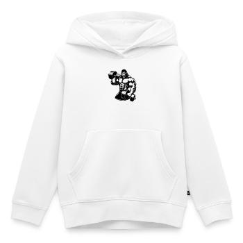 Muscular gorilla doing bodybuilding - Kids Premium Organic Hoodie - white - Front - AI Model Kid Female (0cm)