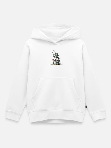 Roboter gießt eine Blume  - Kinder Premium Organic Hoodie - Weiß