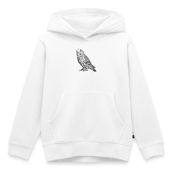 Perruche perruche noir - Sweat Premium à capuche enfant bio - blanc - Devant - AI Model Kid Female (0cm)