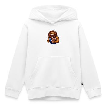Löwe Football Maskottchen - Kinder Premium Organic Hoodie - Weiß - Vorne - AI Model Kid Female (0cm)