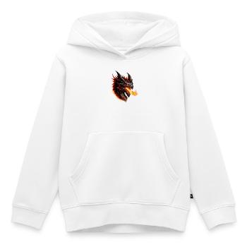 Tête Enflammée du Dragon de Feu - Sweat Premium à capuche enfant bio - blanc - Devant - AI Model Kid Female (0cm)