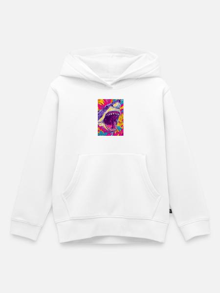 Psychedelischer Hai Burst - Kinder Premium Organic Hoodie - Weiß